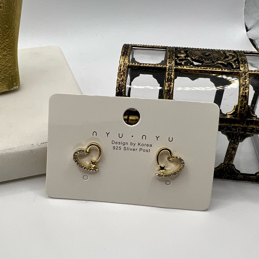 NYU NYU‎ 14KT Gold Plated & Cubic Zirconia Earrings NEW